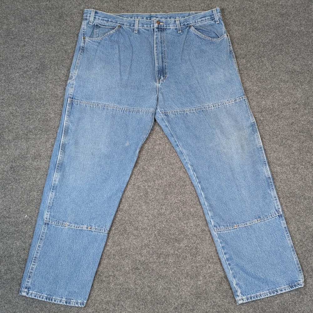 Dickies RelaxedFit Double Knee Carpenter Jeans Light Wash Blue 44x32 Hammer Loop